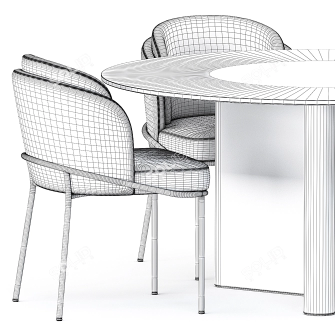 Elegant FIL NOIR Chair & LOU Dining Table Set 3D model image 5