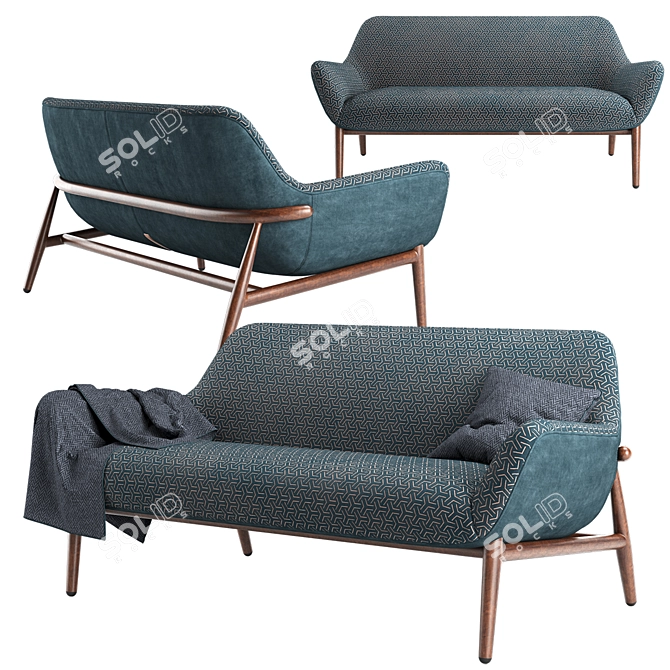 Italian Handmade Jade Little Sofa 3D model image 1