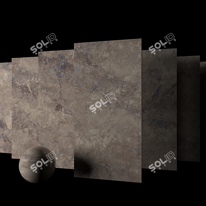 Elegant Ottoman Walnut Marble Set 3D model image 2