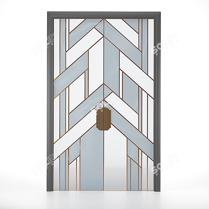 Elegant Glass Double Door  3D model image 1