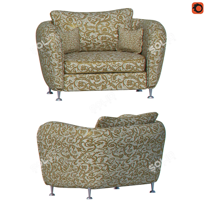 Realistic 3D Sofa Model 3D model image 1