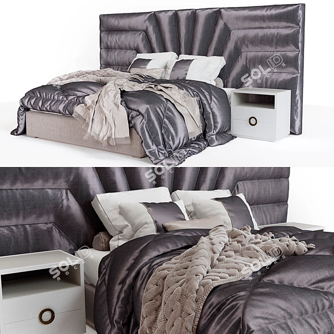 Meridian Theo Bed with Headboard 3D model image 2