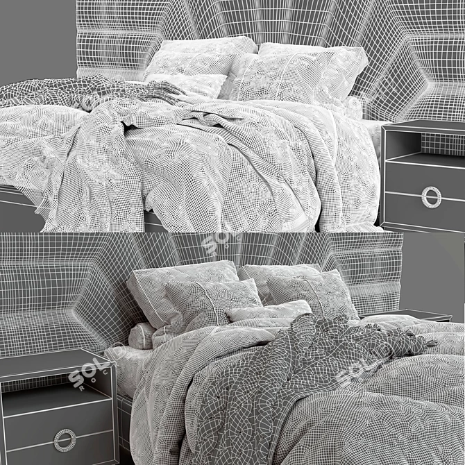 Meridian Theo Bed with Headboard 3D model image 4