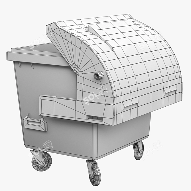 Versatile 4-Wheel Garbage Container 3D model image 5