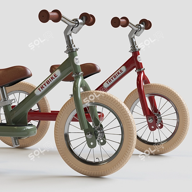 Vintage Blue Trybike: 2-in-1 Steel Tricycle & Balance Bike 3D model image 4