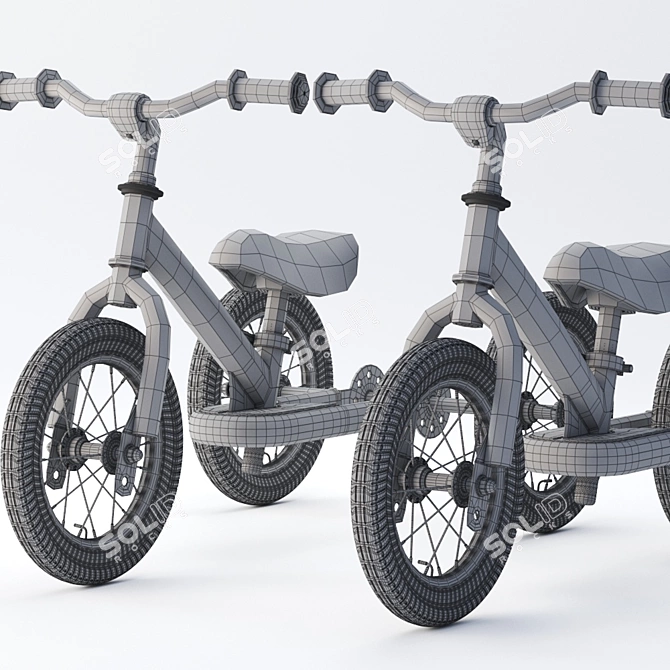 Vintage Blue Trybike: 2-in-1 Steel Tricycle & Balance Bike 3D model image 5