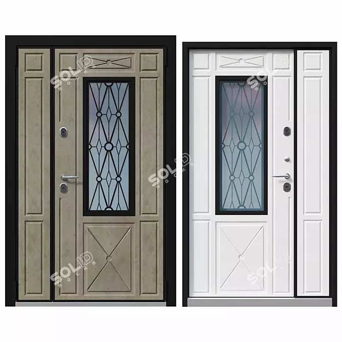 Modern Thermal Wood Doors 3D model image 1