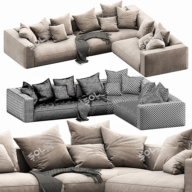 Elegant Flexform Grandemare Sectional 3D model image 3