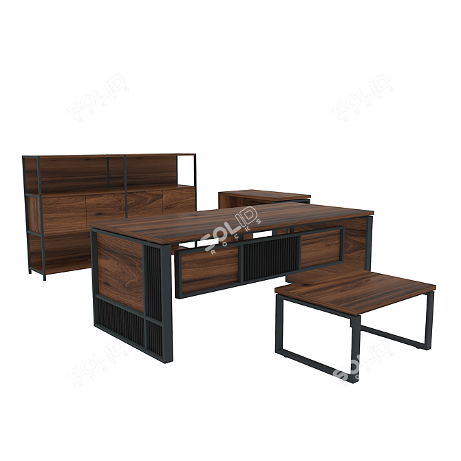 PRETO Executive Table Set 3D model image 1
