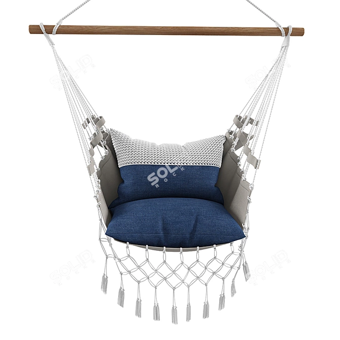 Handmade Macrame Hammock Swing Chair 3D model image 2