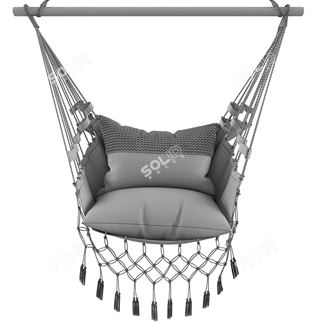 Handmade Macrame Hammock Swing Chair 3D model image 4