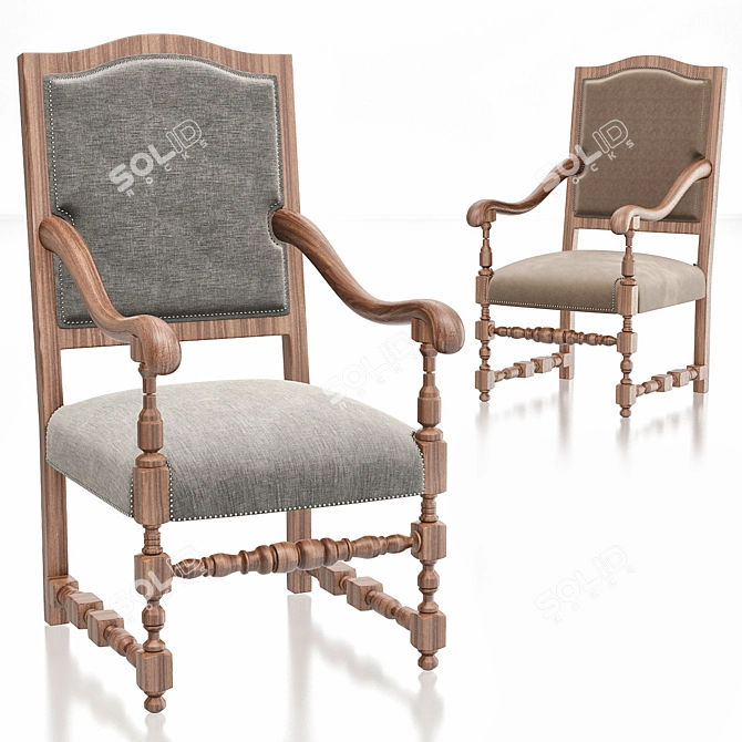 Luxury Vintage Armchair 3D model image 1