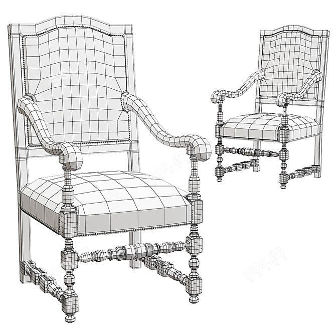 Luxury Vintage Armchair 3D model image 2