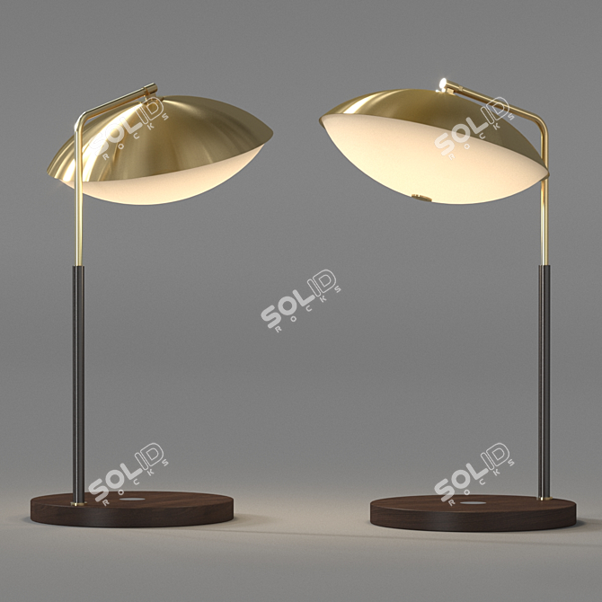 Modern Gold & Wood Table Lamp 3D model image 1