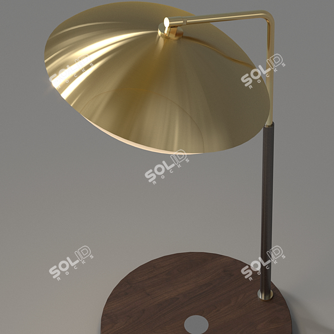 Modern Gold & Wood Table Lamp 3D model image 2