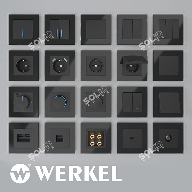 Werkel Black Sockets & Switches 3D model image 1