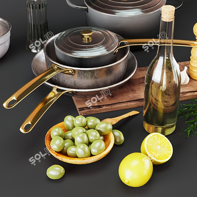 Elegant Kitchen Décor Set 3D model image 2