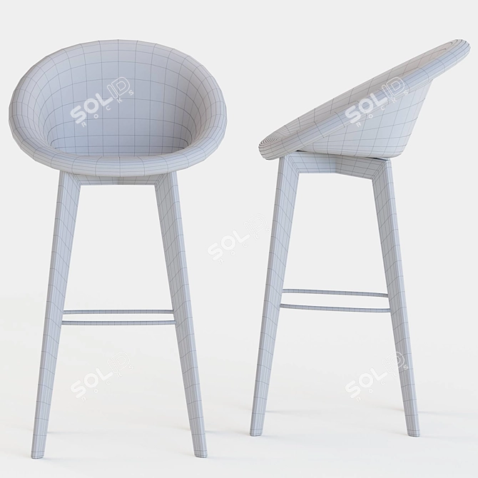 Vincent Sheppard Bar Stool - Elegant Rattan Seat & Oak Base 3D model image 4