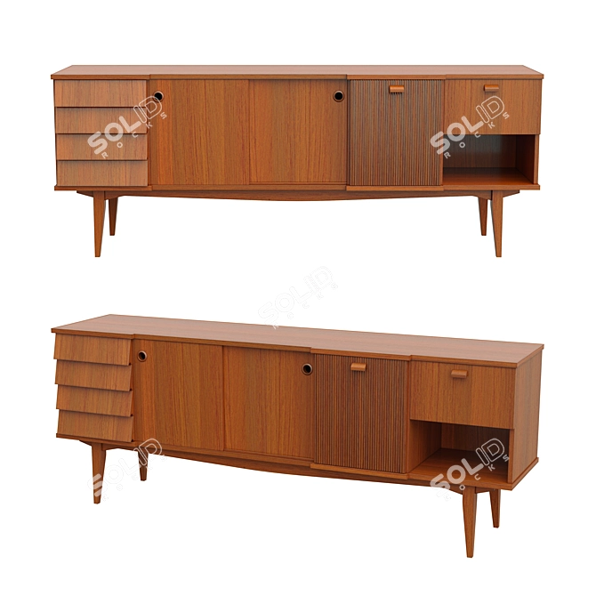 Italian Vintage Wood Chest of Drawers 3D model image 1