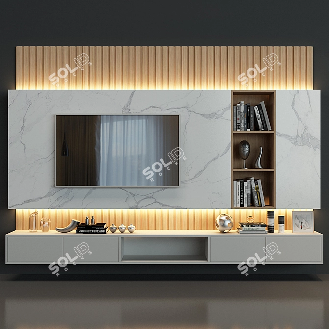 Modern TV Wall Set 41 3D model image 1