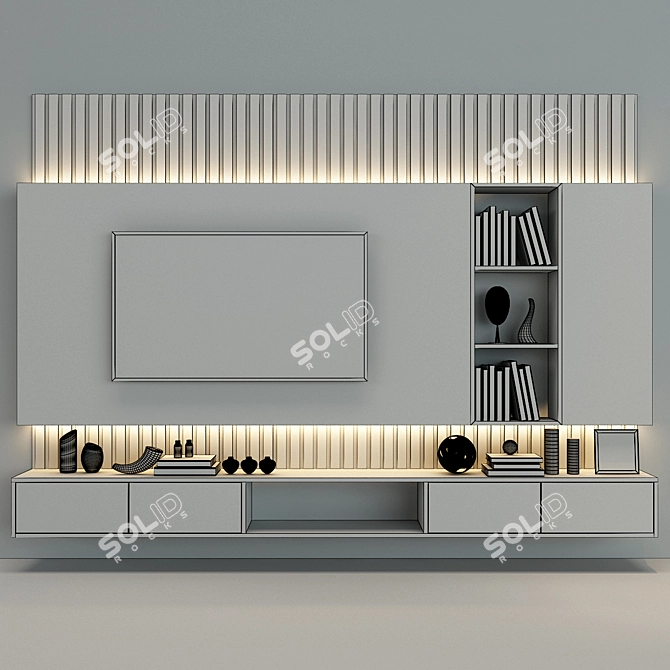 Modern TV Wall Set 41 3D model image 2