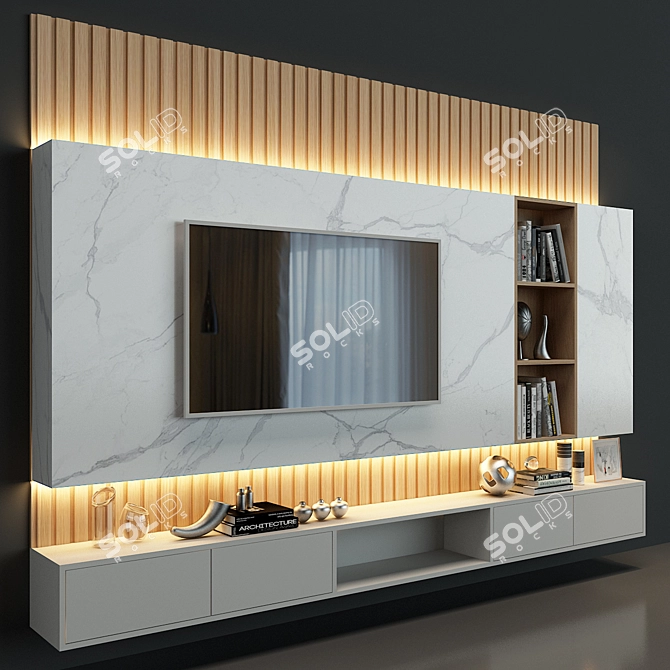 Modern TV Wall Set 41 3D model image 3