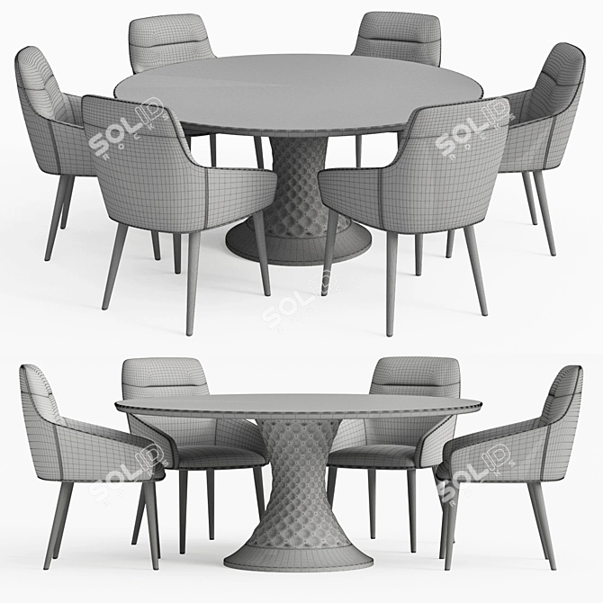 Elegant Modern Dining Table Set 3D model image 8
