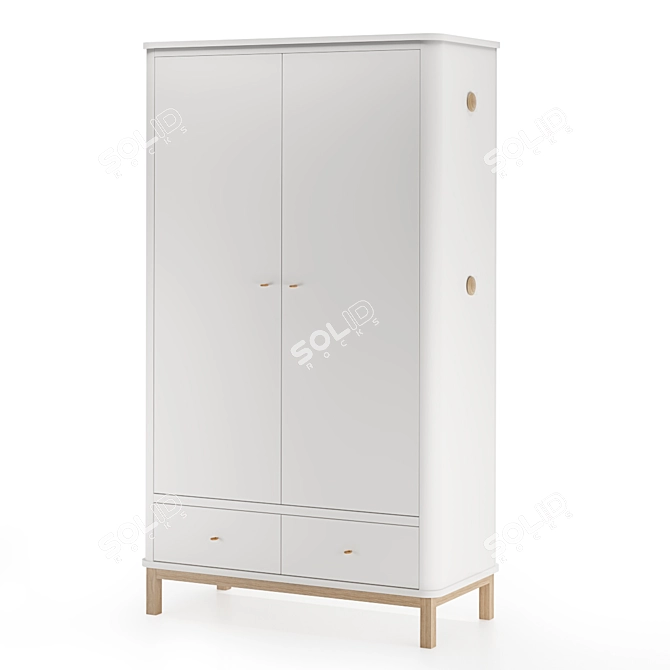 Modern Wood Wardrobe: 2-Door Storage 3D model image 1