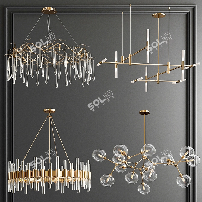 Elegant Teardrop Chandelier - John-Richard Collection 3D model image 1