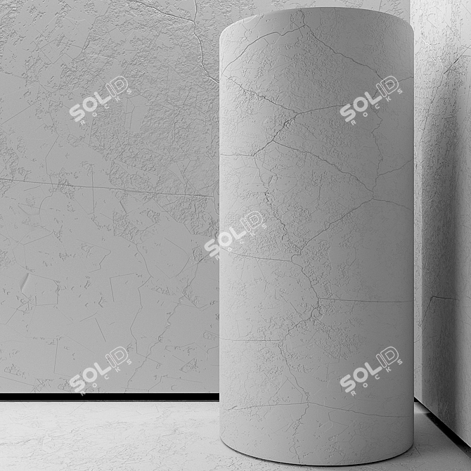 Seamless White Plaster Texture 3D model image 1