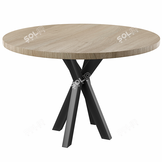 Modern Round Wooden Dining Table 3D model image 1