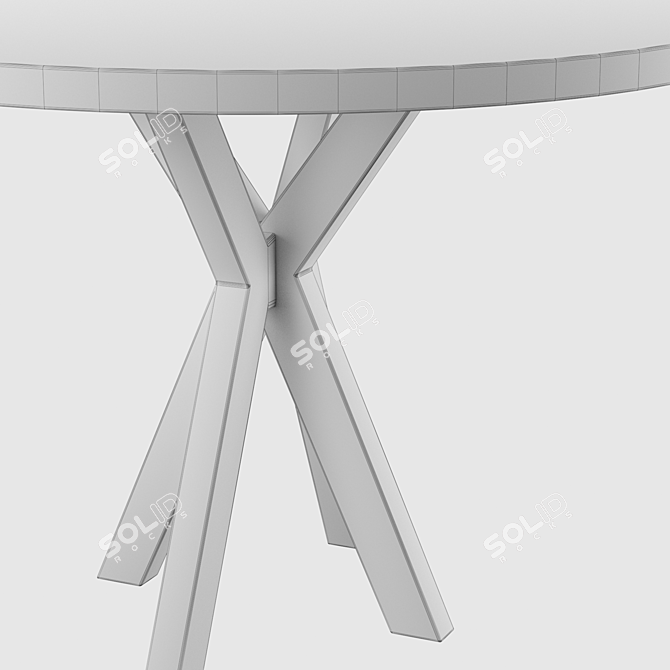 Modern Round Wooden Dining Table 3D model image 3