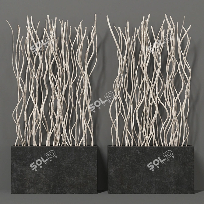 White Branch Planter - Unique Curved Design 3D model image 2