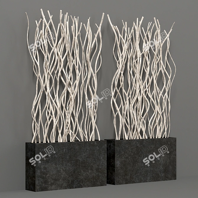 White Branch Planter - Unique Curved Design 3D model image 4