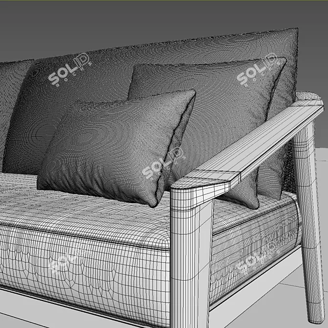 Luxurious 72" Malta Teak Sofa 3D model image 2