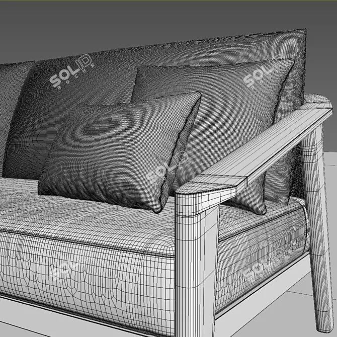 Stylish 90" Malta Teak Sofa 3D model image 2