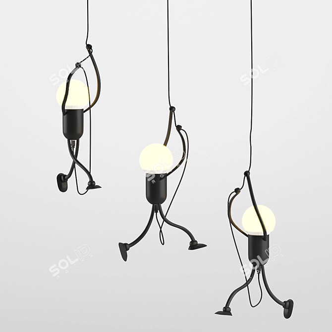 Nordic Black Metal Chandelier 3D model image 2