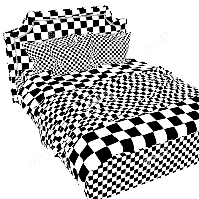 Modern Double Bed with Generous Dimensions 3D model image 4