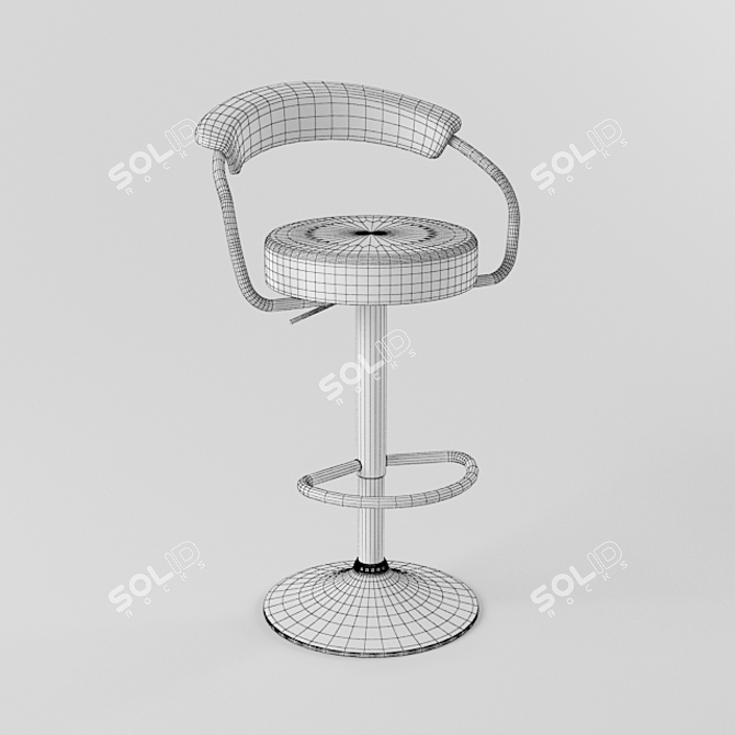 Sleek Leather Chrome Bar Stool 3D model image 2