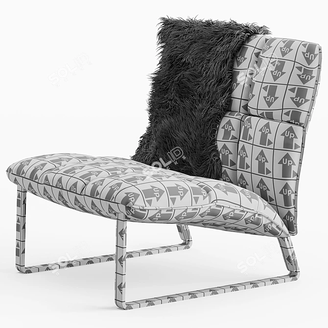 Modern Wool Upholstered Armchair 3D model image 4
