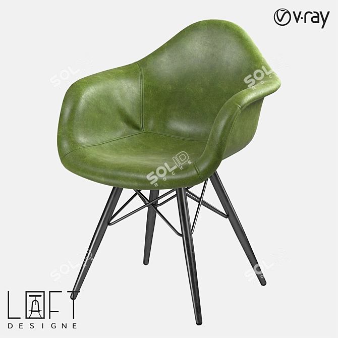 Modern Metal and Leather Chair 3D model image 1