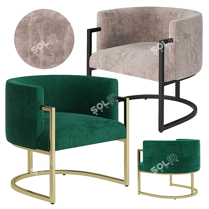 Velvet Confidante Accent Chair 3D model image 1