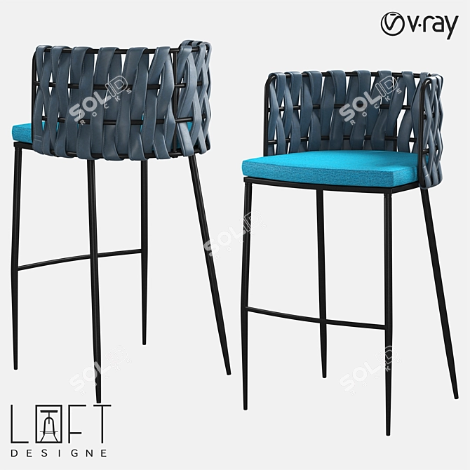 LoftDesign 2680 Metal and Upholstered Bar Stool 3D model image 1