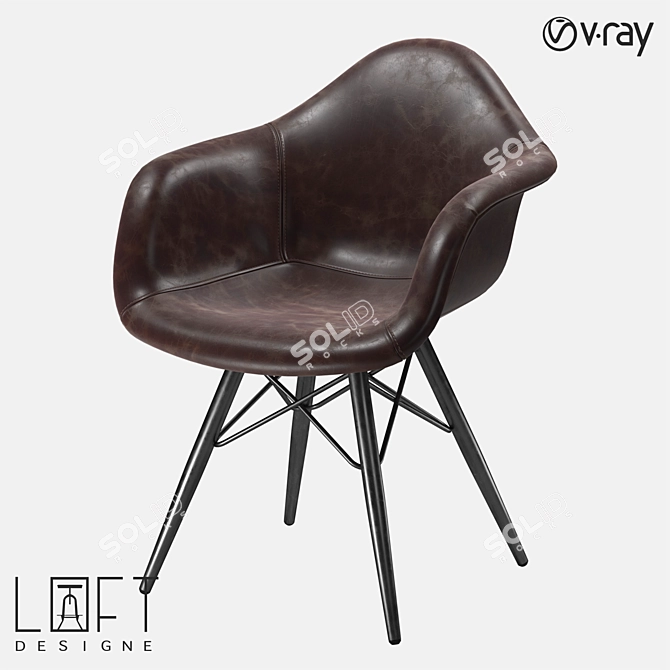 Sleek Metal and Leather Chair by LoftDesigne 3D model image 1