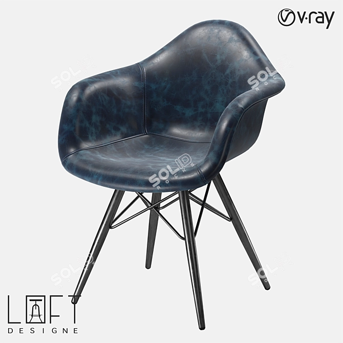 Modern Metal and Leather Chair 3D model image 1