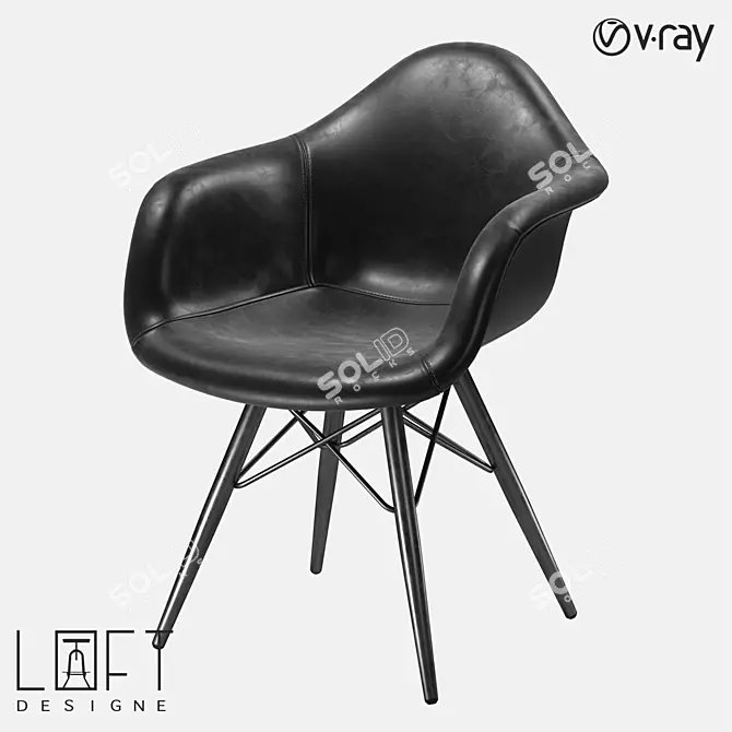 Modern Metal and Leather Chair, LoftDesigne 4051 Model 3D model image 1