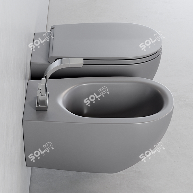 Ceramica Flaminia LO Wall-Hung WC: Sleek and Stylish Basin 3D model image 2