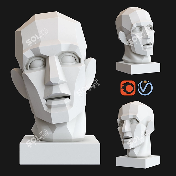 Gudon Gypsum Head Sculpture 3D model image 1