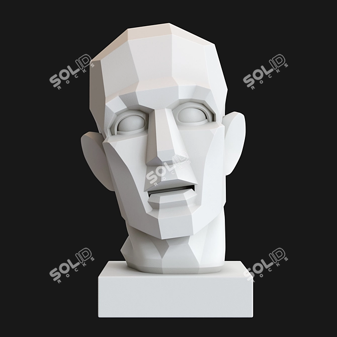 Gudon Gypsum Head Sculpture 3D model image 2