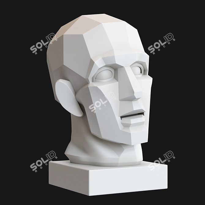 Gudon Gypsum Head Sculpture 3D model image 3